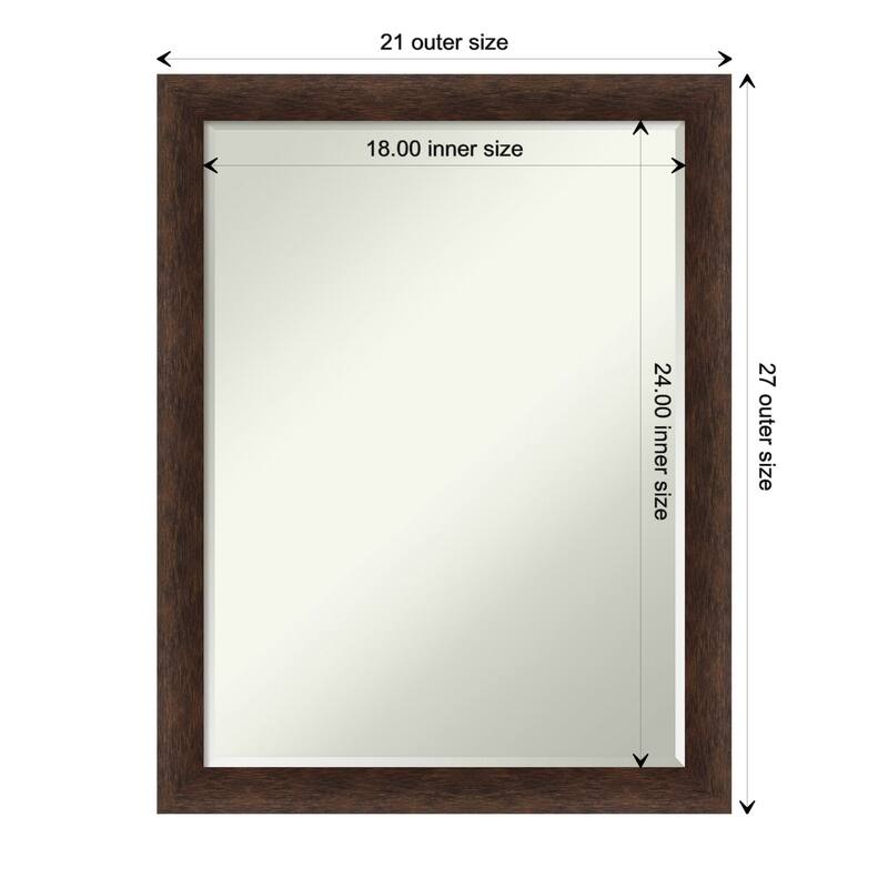Warm Walnut Narrow Half-Inch-Beveled Wood Bathroom Wall Mirror - Warm Walnut Narrow - Glass Size 18x24 - Warm Walnut Narrow