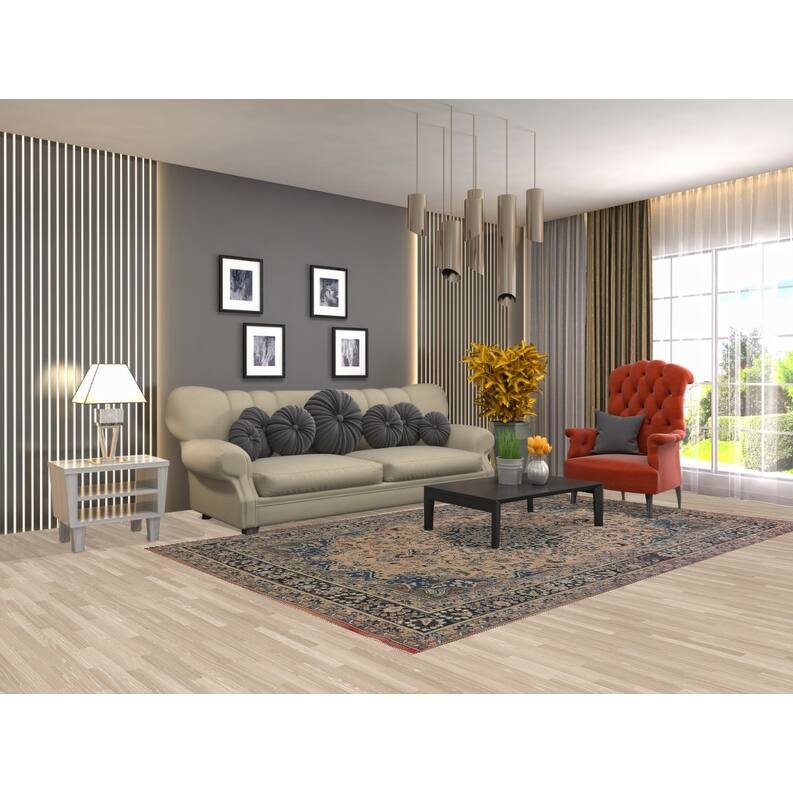 Hand Knotted Oriental 100% Wool Carpet Traditional Floral Peach Hamedan Area Rug - 9' 9'' X 5' 11''