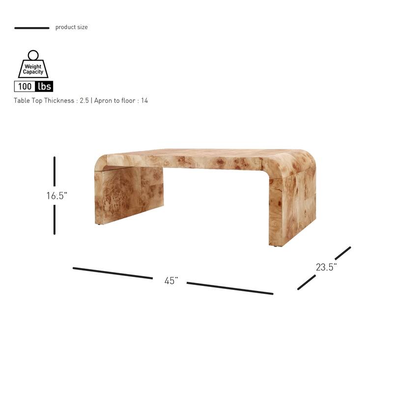 NPD Furniture Adriel Burl Wood Coffee Table