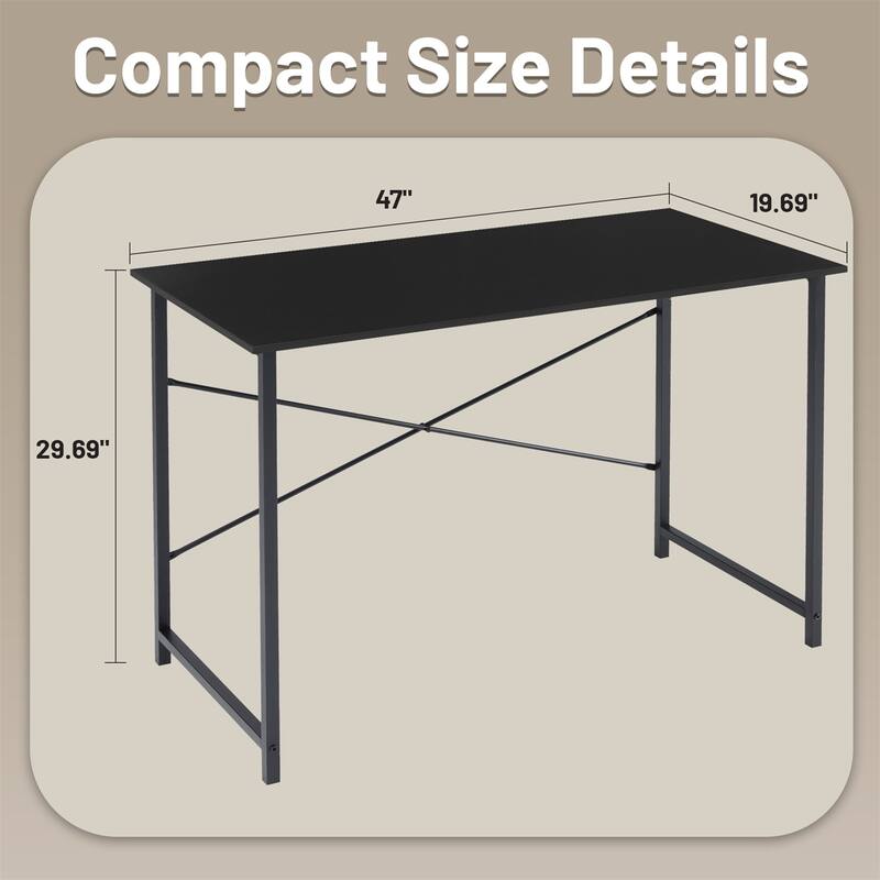Computer Desk, 40-63 Inch Home Office Desk, Gaming Writing Work from Home Study Desk, Large Legroom, Sturdy Metal Frame