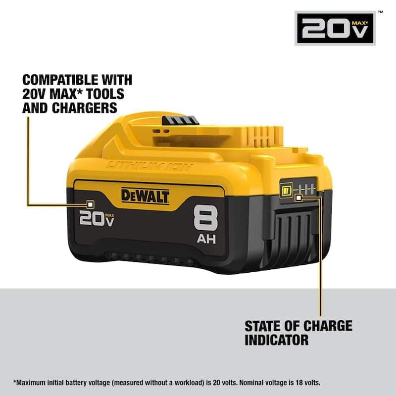 Dewalt 20V MAX XR Batteries, 8.0-Ah, 2-Pack - Yellow - Li-Ion