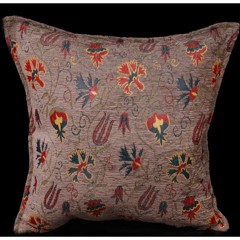 Carnation Fern Chenille Turkish Decorative Pillow - Grey