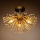 preview thumbnail 7 of 5, Glam 3-Light Crystal Beaded Glowworm Firefly Sputnik Semi-Flush Mount Ceiling Light In Antique Gold Antique Gold