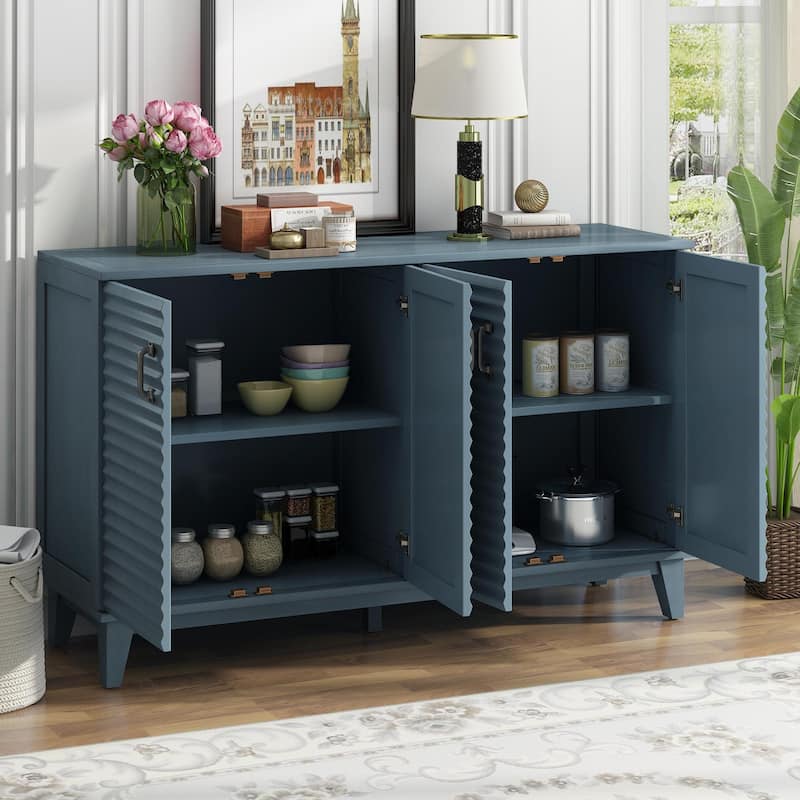 4-Door Sideboard with Large Storage and Adjustable Shelves