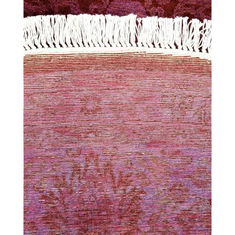 Overton Hand Knotted Wool Vintage Inspired Modern Contemporary Overdyed Purple Round Area Rug - 6' 1" x 6' 1"