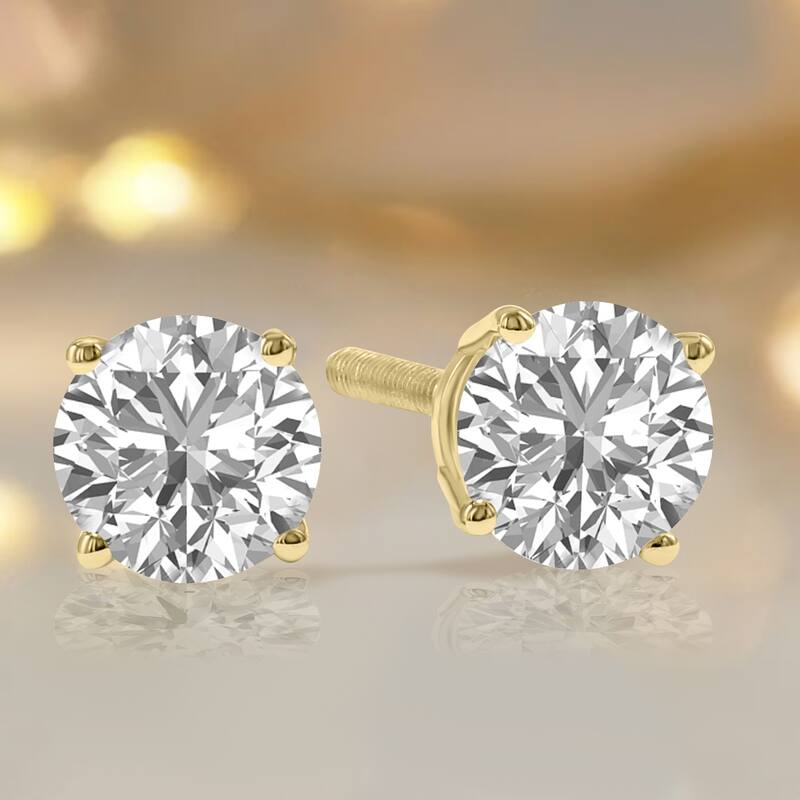 Marquee Lab Grown 1.50 Carat Total Weight Diamond Solitaire Earrings in 14K Yellow Gold