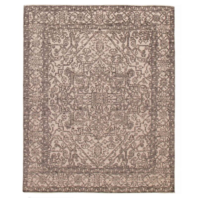 ECARPETGALLERY Hand-knotted Tangier Cream, Dark Grey Wool Rug - 8'0 x 10'0 - Cream/ Dark Grey - 8'0 x 10'0