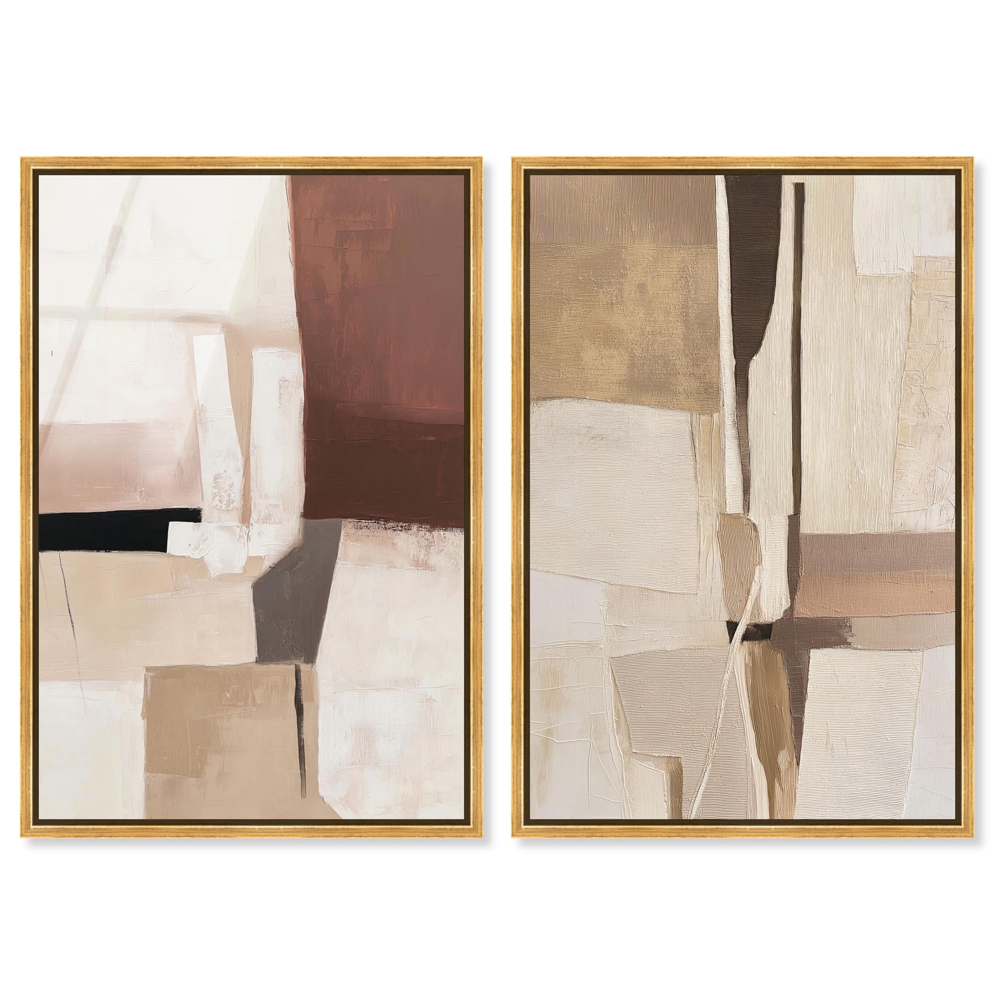 Neutral Plaster Collage Set Set Framed Acrylic Wall Art by Art Remedy