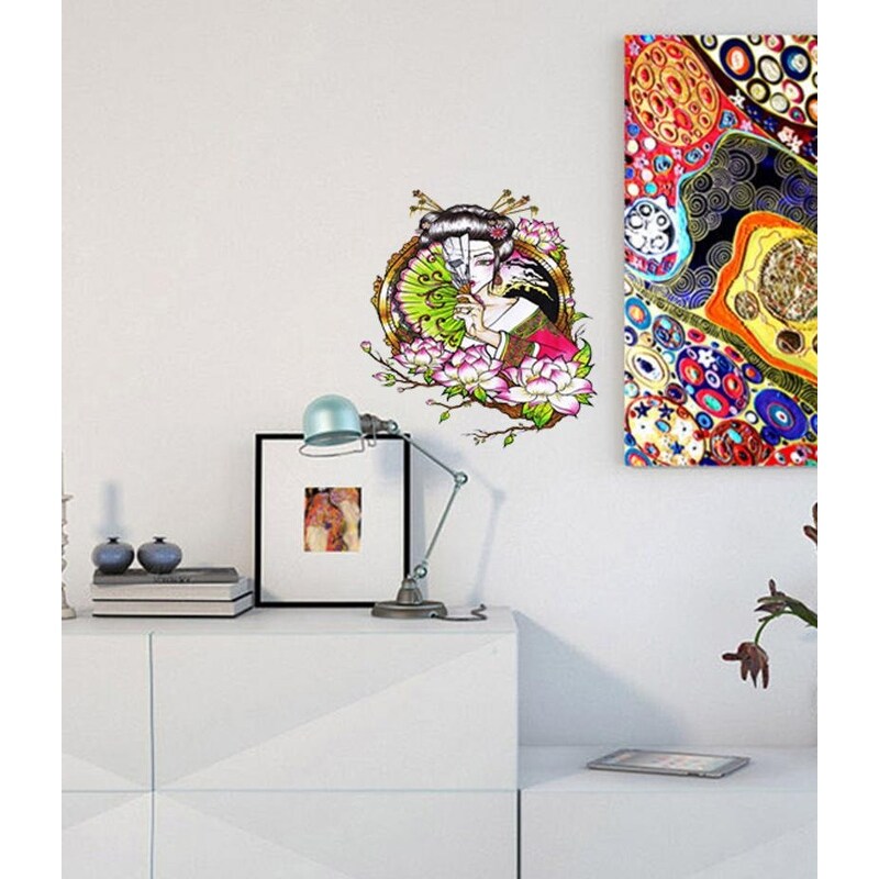 Flowered Geisha Wall Decal, Flowered Geisha sticker-image