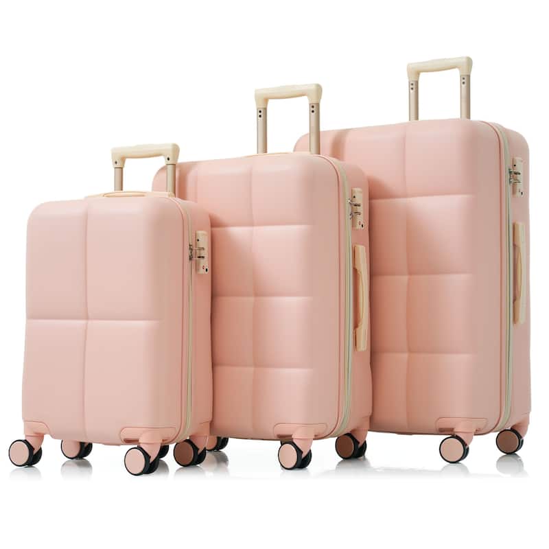 Merax 3 Piece Carry-on Luggage Set, ABS Hard Shell Lightweight Durable Luggage w/USB Port, Cup Holder and Spinner Wheels