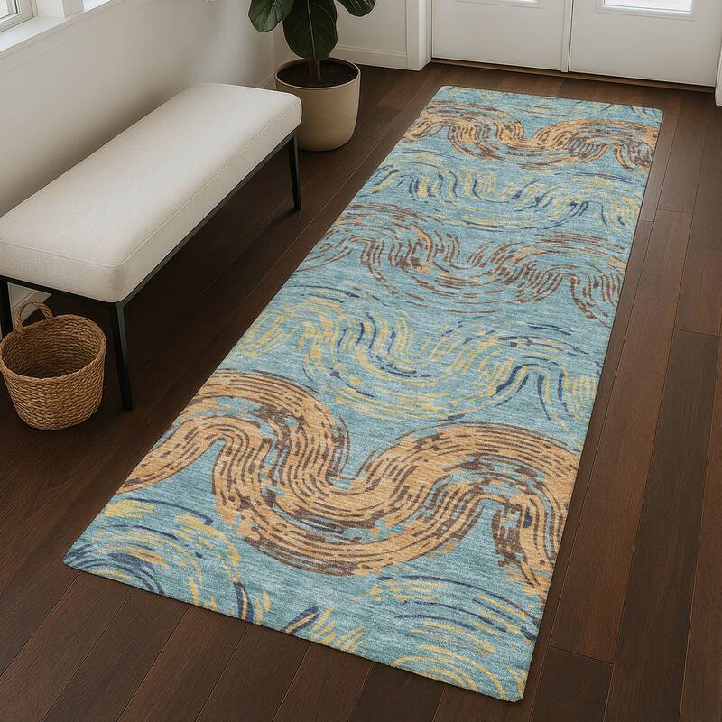 Machine Washable Indoor/ Outdoor Modern Ari Chantille Rug