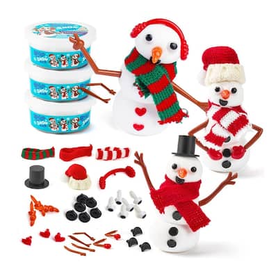 Christmas Build Your Snowman Craft Kit, 3 Pack DIY Snowman Craft Kit for Christmas Arts and Craft Activities - Multicolor