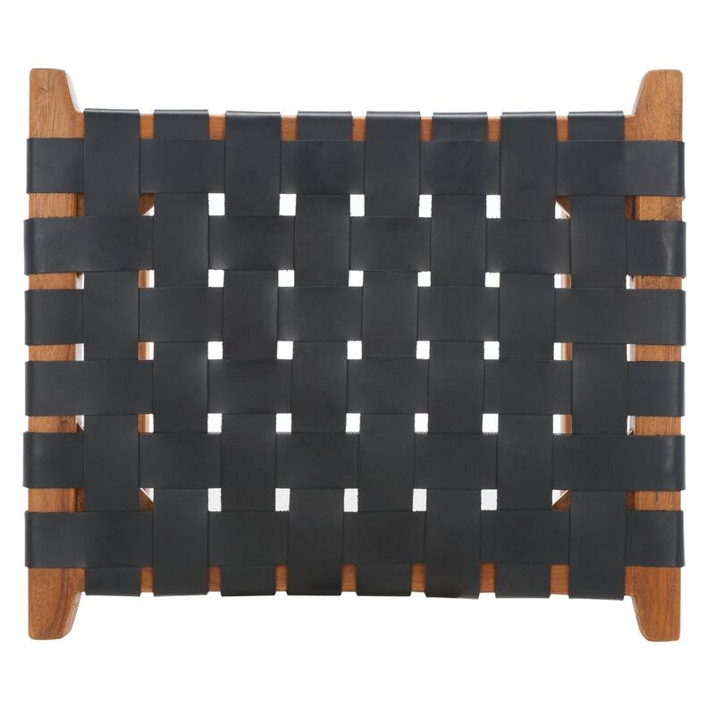 SAFAVIEH Remzija 30-inch Woven Leather Rectangle Bar Stool - 20" W x 19" D x 30" H