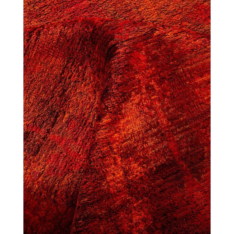 Overton Hand Knotted Wool Vintage Inspired Modern Contemporary Overdyed Orange Area Rug - 7' 10" x 10' 4"