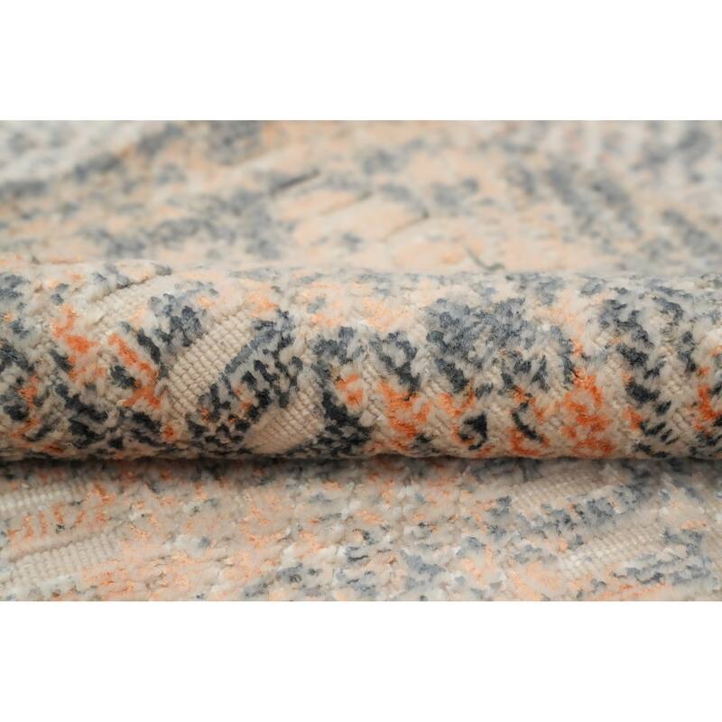 Hand Knotted Oriental Viscose Silk Carpet Modern Abstract Multi-Colored Abstract Area Rug - 8' 0'' X 6' 4''