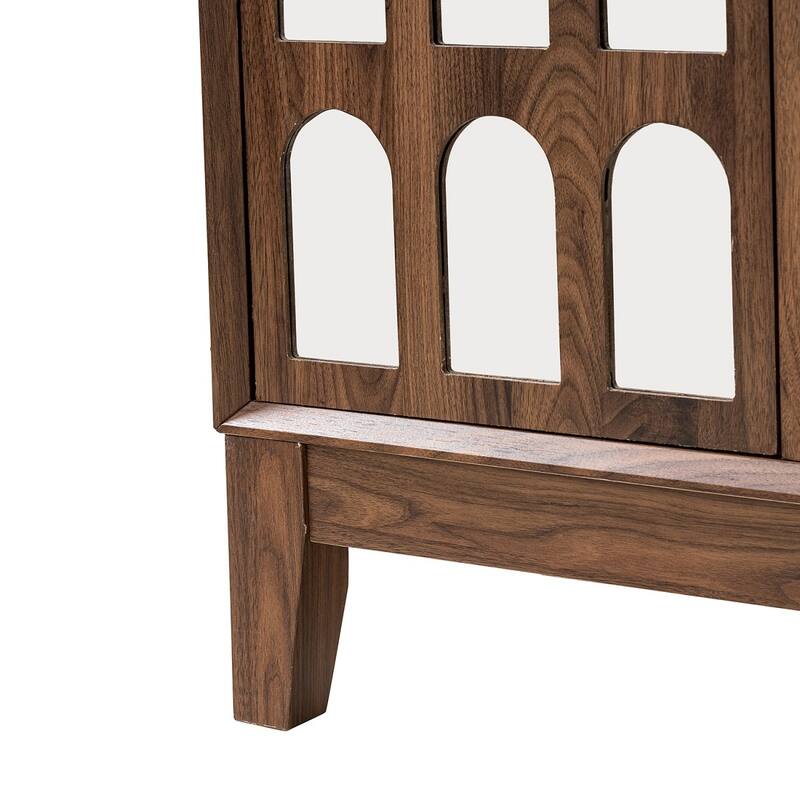 Mid-Century Modern Wooden Storage Buffet with Doors and Shelves