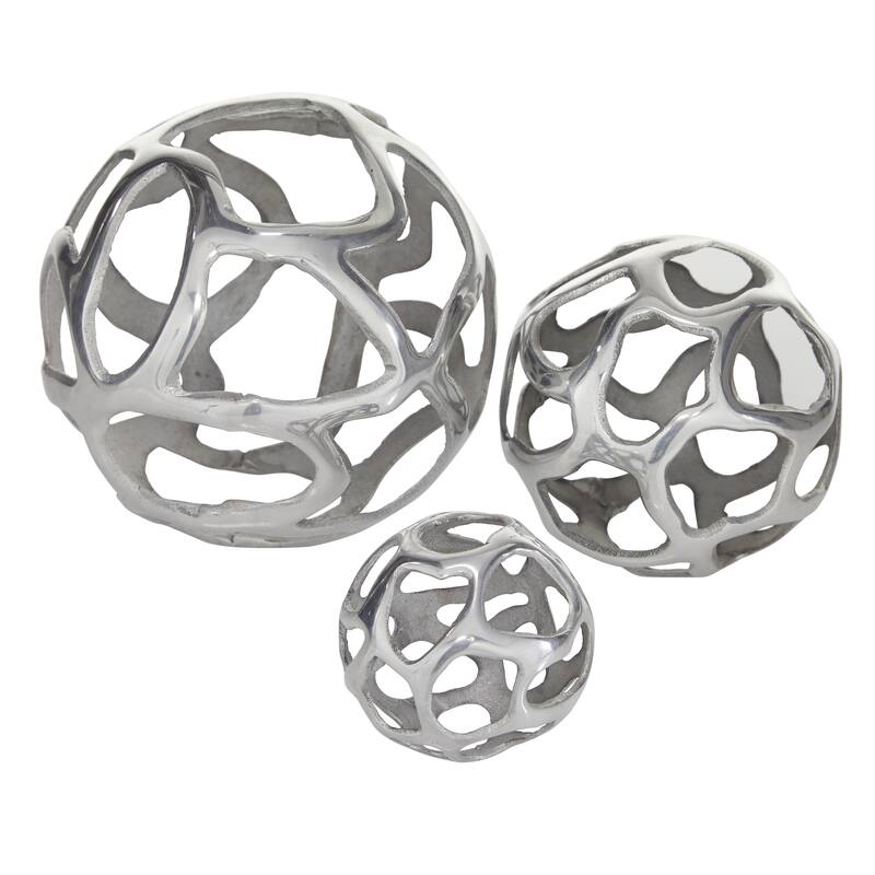 Contemporary Aluminum Metal Geometric Sculpture (Set of 3) - Silver, Copper, Brass