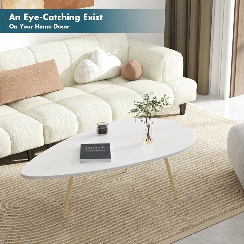 Coffee Tables for Small Space Unique Simple Oval - 22.2"D x 42.5"W x 17.1"H