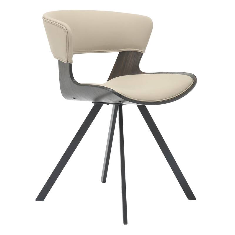Dining Chair Upholstered in Leather or Velvet in Black Iron with Curved Open-Back Design Side Chair