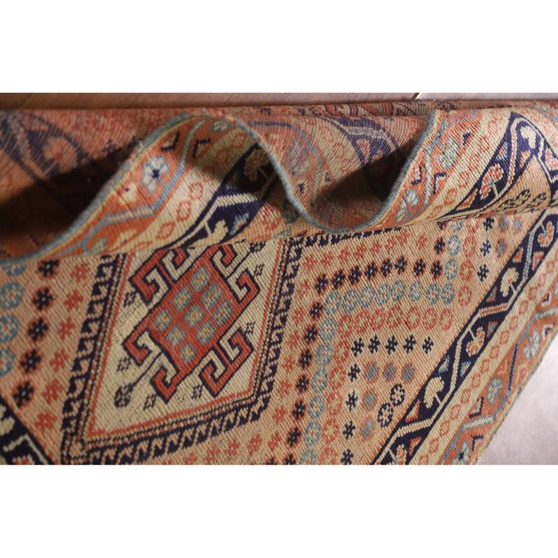 Peach / Pink Shiraz Persian Vintage Area Rug Hand-knotted Wool Carpet - 3'5"x 4'7"