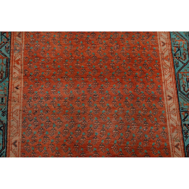 Hand Knotted Oriental 100% Wool Carpet Traditional All-Over Oranges & Rust Botemir Runner Rug - 10' 4'' X 3' 5''