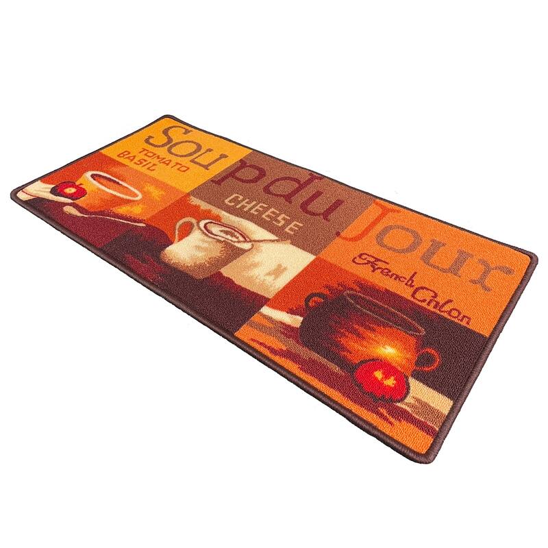 Brown Orange Washable Kitchen Mat With Non-Slip Backing - 19"x39" - 19" x 39"