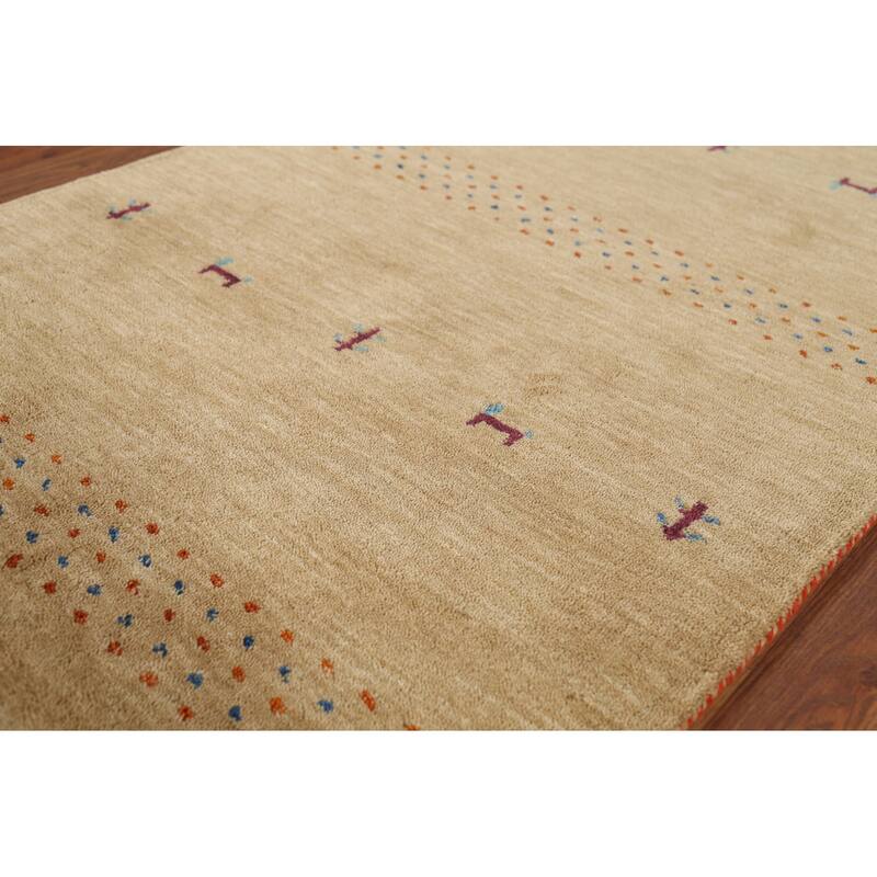 Tribal Gabbeh Indian Accent Rug Hand-Knotted Wool Carpet - 3'0"x 5'2"