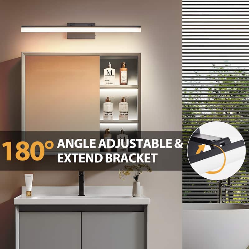 32 Inch Modern LED Bathroom Vanity Light,Sleek Black Metal Wall Light