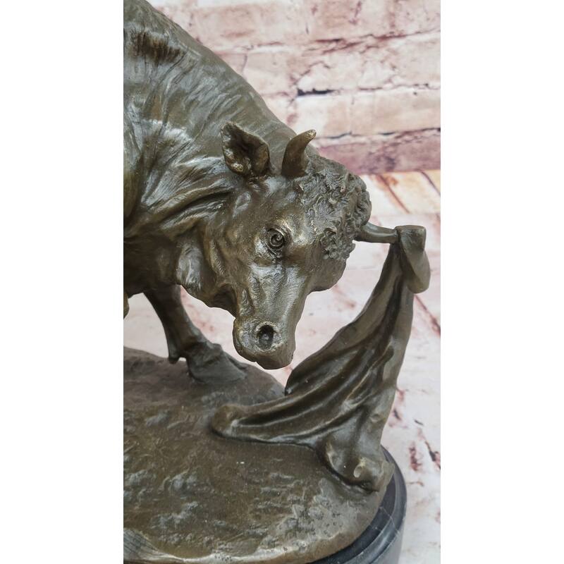 Dynamic Bronze Bull Sculpture By Comeolera – Charging Bull With Cape On Oval Base