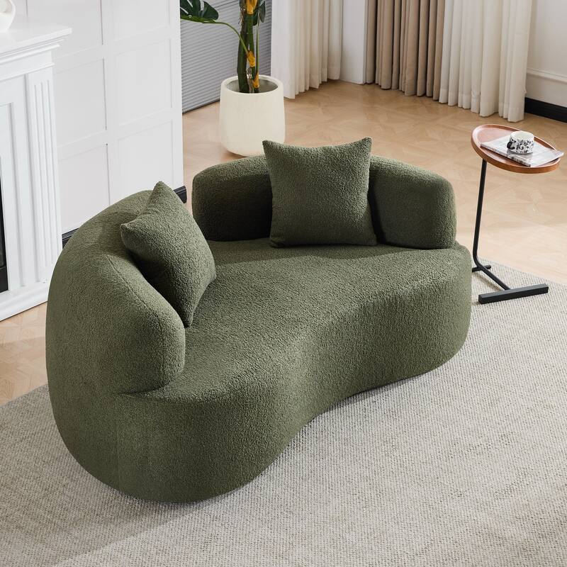 Curved Loveseat Full Compression Sponge Sofa,for Small Spaces & Apartments