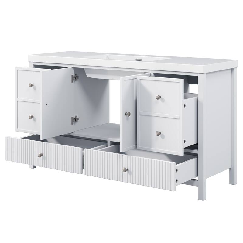 Christopher Knight Home - Modern 60-Inch Bathroom Vanity with Separate Sink and Soft-Close Storage