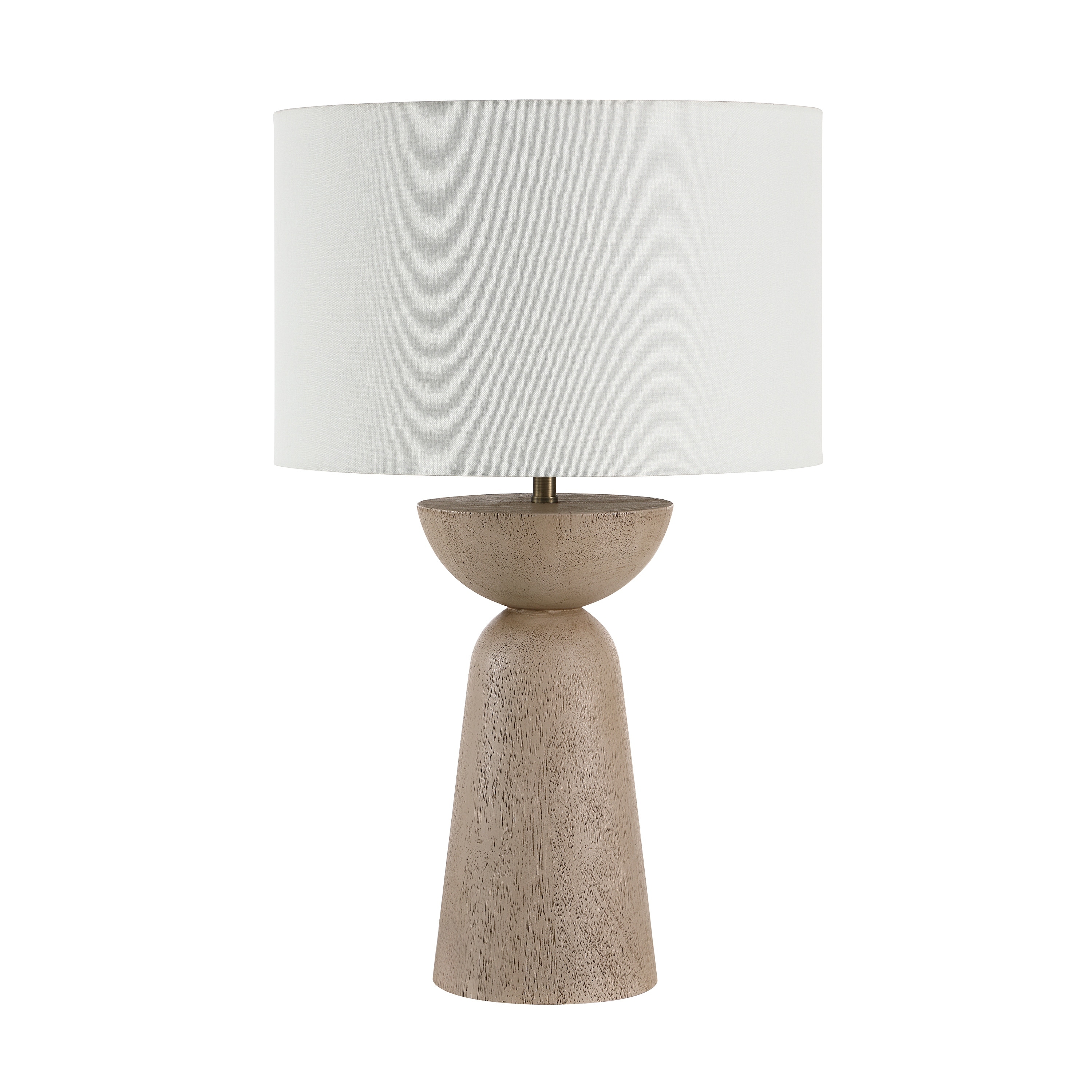 Everren Alba 27.25" Tall Light White Oak Resin Table Lamp with Drum Linen Shade
