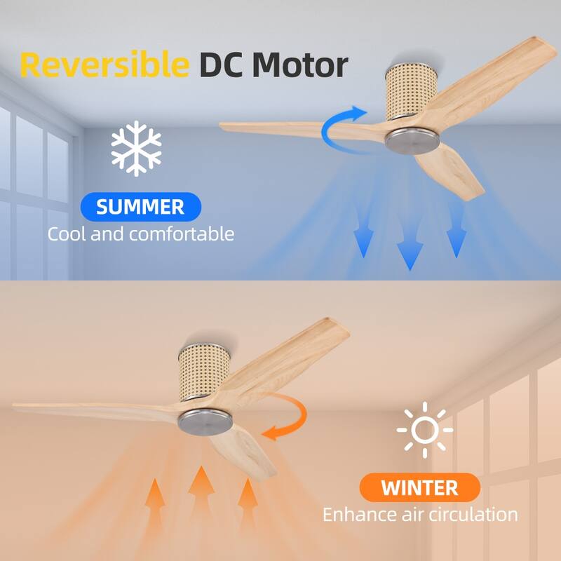 MLiAN 48" Ceiling Fan Low Profile Flush Mount Fan 6 Speed