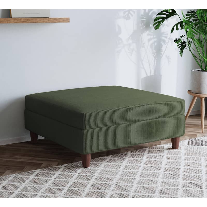 40" W Oversized Corduroy Upholstered Ottoman - Green