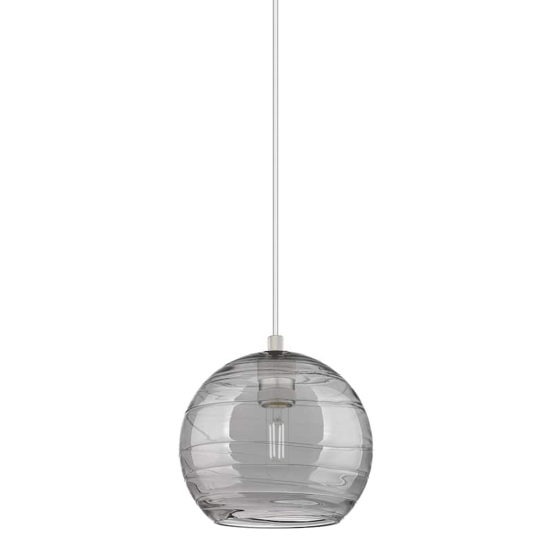 Innovations Lighting 434-1P-8-8 Crown Point Pendant Crown Point 8" - Satin Nickel / Light Smoke Deco Swirl
