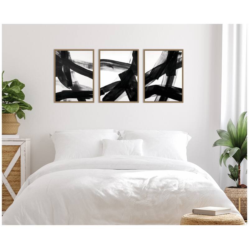 Kate and Laurel Black Mark No. 1, No. 2, & No. 3 3 Piece Framed Canvas Wall Art Set by Amy Lighthall