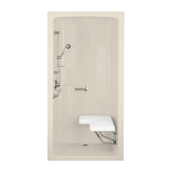 Shop Kohler K C Freewill One Piece Barrier Free Transfer Shower Module With Brushed Stainless Steel Grab Bars And Seat On Overstock
