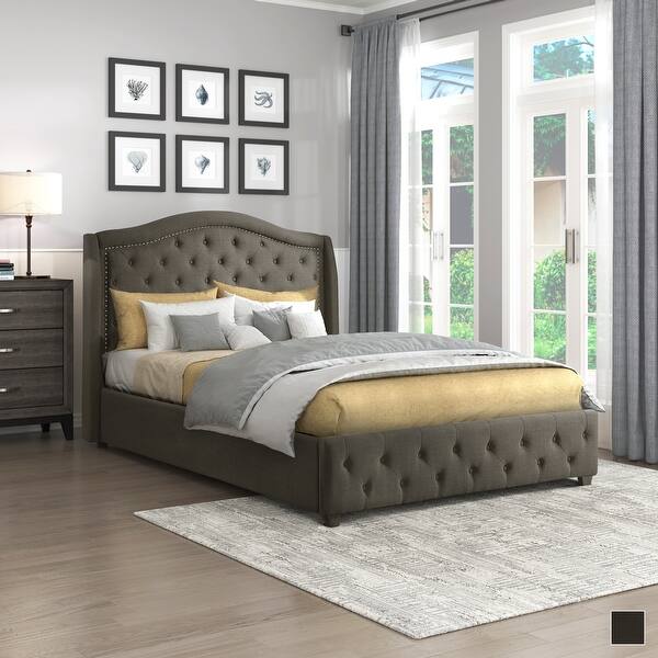 slide 2 of 8, Charisma Upholstered Wingback Bed