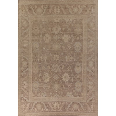 All-Over Vegetable Dye Oushak Turkish Rug Hand-Knotted Wool Carpet - 8'10" x 12'0"