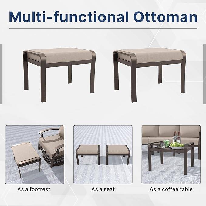 Kullavik Aluminum Corner Sofa Set, Patio Outdoor Sectional Sofa Set with Armrests and Footrests