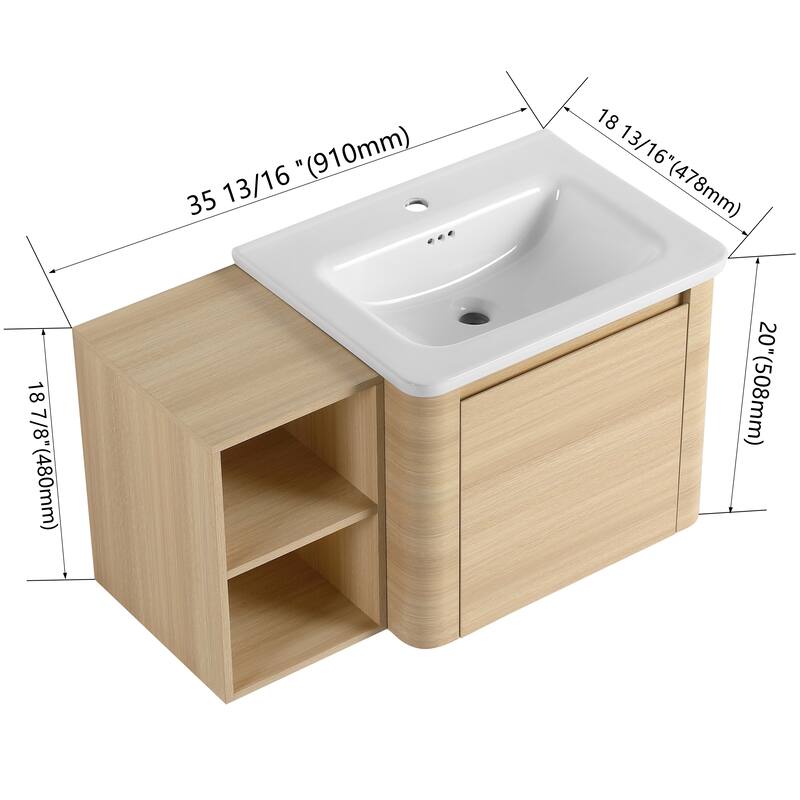 Bathroom Vanity With Sink In 24/28/36/40/60/68 Inch, Floating Bathroom Vanity With Soft Close Door