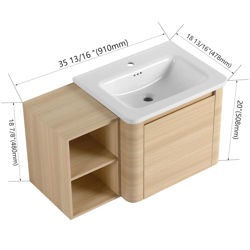 Beingnext 24''/28''/36''/40''/60''/68'' Floating Bathroom Vanity with Sink, Wall Mounted Bathroom Vanity with Soft Close Door