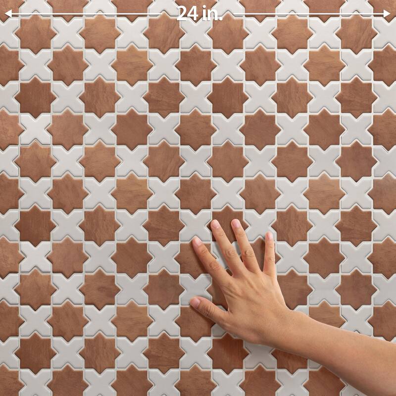Merola Tile Sentier des Cotto 2" Star with White Cross 11-7/8" x 11-7/8" Porcelain Floor and Wall Tile