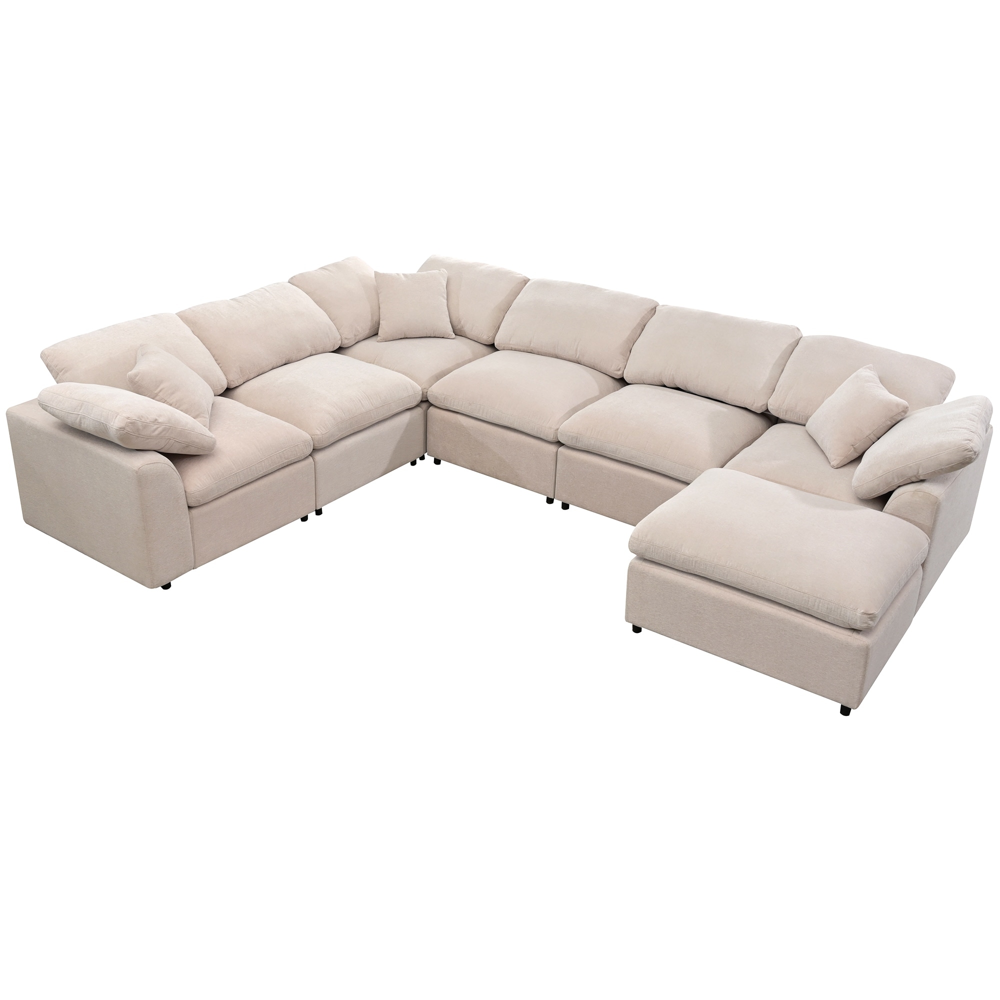 Oversized Sectional Sofa Modern Linen Fabric L Shaped Corner Sofas