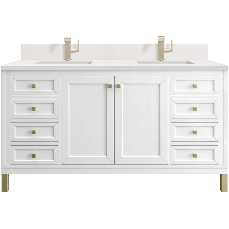 James Martin Vanities 503-V60D-1WZ Chicago 60" Free Standing Double - Glossy White