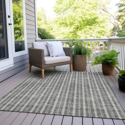Machine Washable Indoor/ Outdoor Chantille Stripe Twist Rug