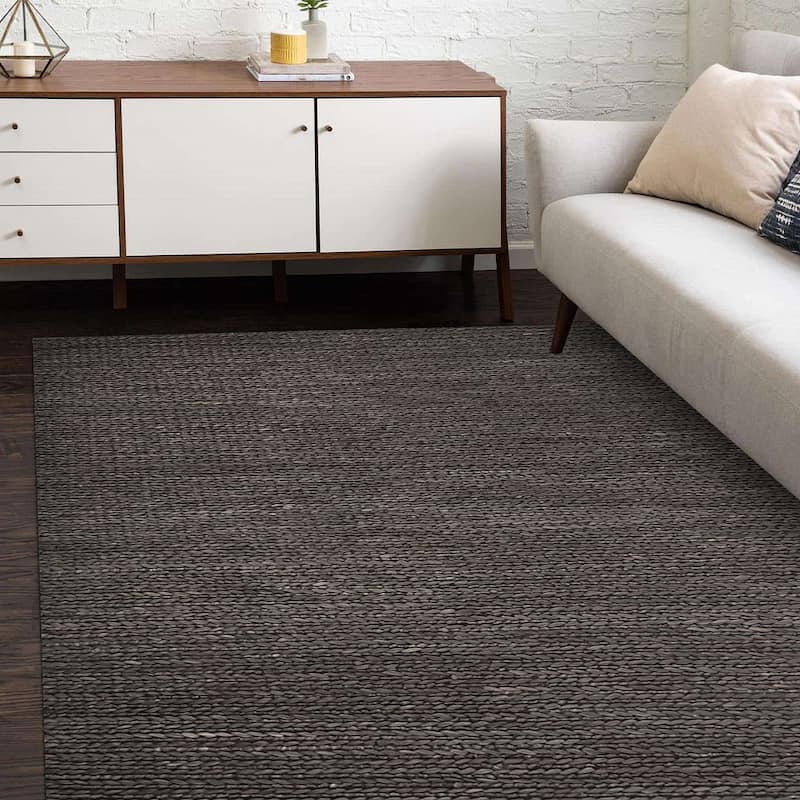 Overton Handmade Modern Contemporary Solid Area Rug - 9' x 12' - Charcoal