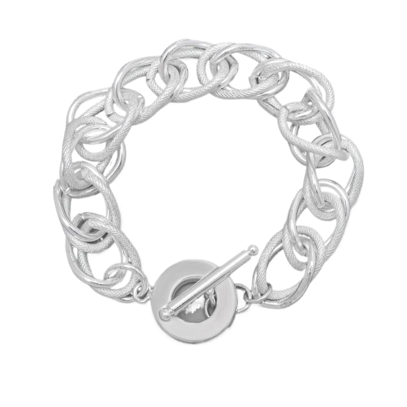 Victoria Townsend Silver Plated Thick Toggle Link Bracelet - 7.75 Inch - White