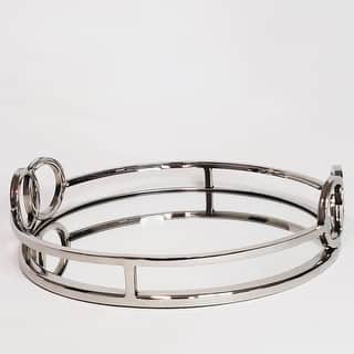 Luxury Silver Stainless Steel Round vanity tray with mirror 11"