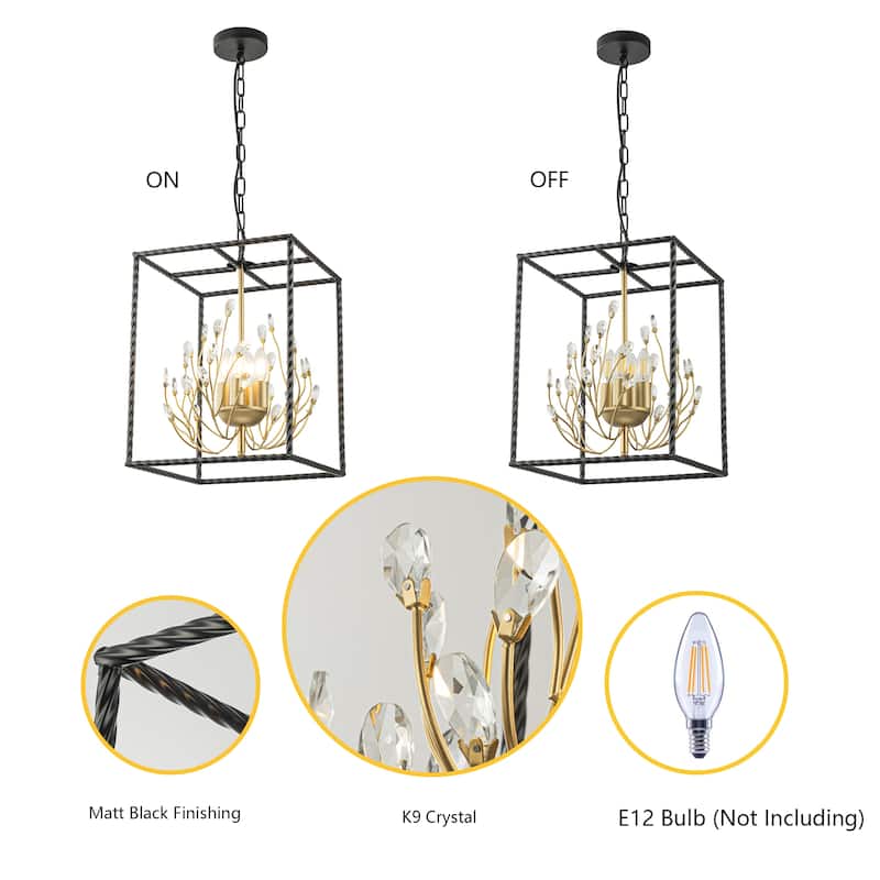Elise 4-Light Modern Kitchen Chandelier with Crystal Accents - 13 In. Wide